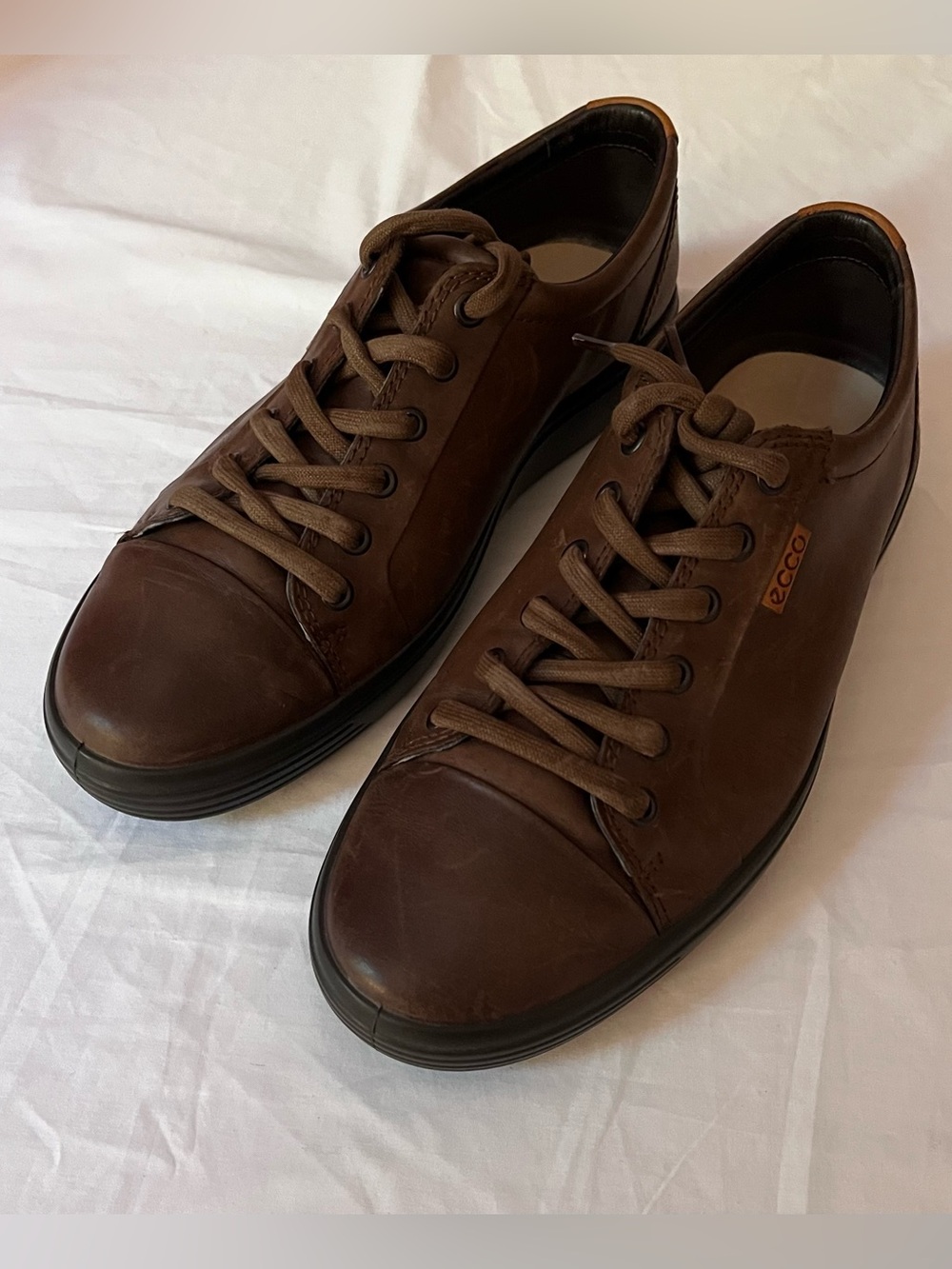 ECCO Soft 7 Mens Leather Sneaker Brown EU 41 US 7.5 Extra Width Shoes Low Top